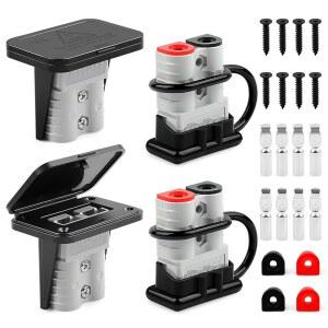 [미국배송] 주샨 4 플러시 마운트 플레이트와 먼지 덮개가 있는 120A 배터리 퀵 분리 커넥터 설정 트레일러 윈치 RV 태양광 트럭 보트용 앤더슨 SB120과 호환되는 대형 플러그 키트