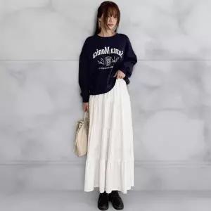 [다잇템] 여성 프릴 일상 시즌리스 티어드 롱스커트