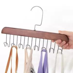 나무 벨트 스카프 넥타이 걸이 후크형 8구 수납 정리 (WFKBR42)