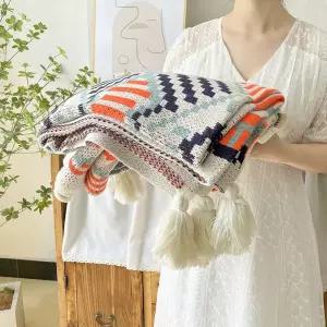 얇은 이불 담요 보헤미안 극세사 러그 모포 A 블랭킷 에스닉 체커보드 실 낮