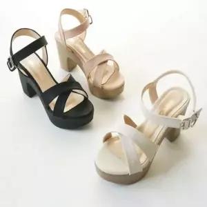 [하프클럽/]엑스 스트랩 데일리 통굽 가보시 클래식 여성 샌들 여