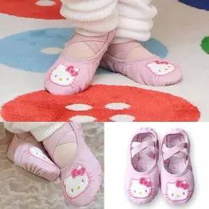 [하프클럽/]발레복 유아동어린이 헬로키티얼굴자수PU가죽 댄스화발레슈즈