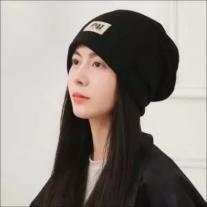 기모안감 캐주얼 겨울모자 비니 여자 패치 골지