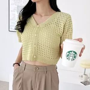 30 여성 펀칭 반팔니트 가디건볼레로 (KYR-WFIHW9L)