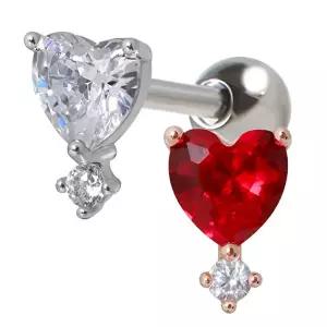 [미니아트]큐빅 하트 써지컬 스틸 패션 피어싱 2종 택1