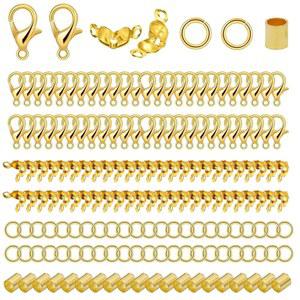 700개 주얼리 제작 팔찌 매듭 커버 200개 DIY 골드 랍스터 세트 오픈 200개의 튜브 집게 비드 액세서리 목걸이용 크림프 커넥터 비드와 100개의 점프