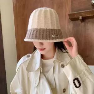 여성 도톰 니트 배색 니트 겨울 벙거지모자 버킷햇 벙거지 엄마 여성모자 겨울모자 니트 여자