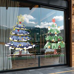 크리스마스 트리 유리창 장식 정전기 방식 스티커
