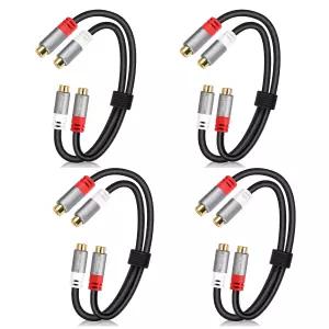 2 RCA 커플러 케이블 0.6피트 듀얼 2RCA 여성 대 스테레오 오디오 비디오 서브우퍼 자동차 커넥터 어댑터