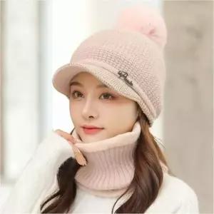 여성 왕방울 챙있는 니트비니 넥워머 세트 겨울 5색