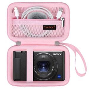 [미국배송] 소니 ZV-1 / ZV-1F II 콘텐츠 제작자용 디지털 카메라용 캔복 휴대용 케이스 ZV1 브이로그 카메라 가방 지퍼 메시 포켓이 USB 케이블 배터리 핑크색에 맞습니다