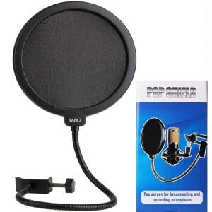 [미국배송] 전문가용 마이크 방풍 및 스프레이 방지 커버 6인치 이중층 스크린 유연한 360 구스넥 클립 안정화 암 블루 예티 기타 마이크에 적합 (1)