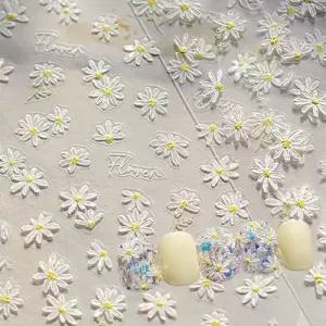 네일아트 페인팅 느낌의 봄꽃네일 데이지 엠보 스티커 WFHTRLY