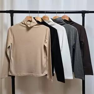 [신세계라이브쇼핑][옷자락] 여성 반목 폴라넥 기본 긴팔 티셔츠 데일리 이너웨어 스판