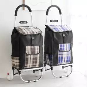 튼튼한 스텐레스 클래식 체크 접이식 쇼핑카트마트 휴대용 물건운반 보조도구 바퀴캐리어 장바구니 핸드