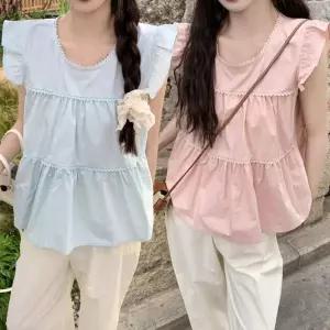 [신세계라이브쇼핑][옷자락] 여자 시원한 여름 캉캉 프릴 레이스 블라우스