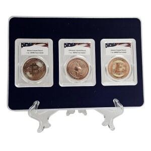 암호화폐 기념 라운드 세트, 1온스 0.999 파인 구리 비트코인 이더리움 라이트코인, 아크릴 디스플레이 케이스 포함