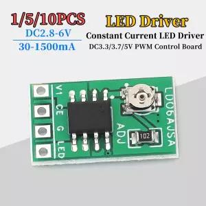 1 - 10PCS 30-1500mA 조정 가능 정전류 LED 드라이버 DC 3.3V 3.7V 4.2V 5V PWM 제어 보드 벅 전원 모듈