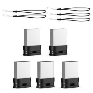 K&ZZ 32GB 울트라 슬림 플래시 드라이브 5팩 미니 USB 드라이브(휴대용 랜야드 32G 소형 메모리 스틱 엄지 드라이브, 블랙)