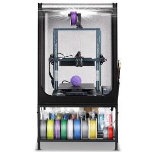 스탠드가 있는 3D 프린터 인클로저 - 필라멘트 수납 기능이 테이블 및 LED 조명이 인클로저, 방화 방수 방진 소음 감소 일정 온도 커버
