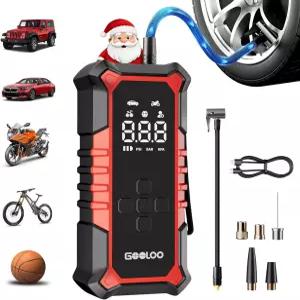 구루 A6 기어 타이어 인플레이터 휴대용 공기 압축기 디지털 압력 게이지 및 LED 조명이 장착된 160 PSI
