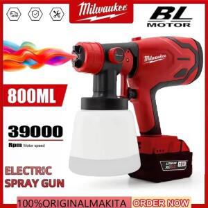 밀워키 800ML 전기 스프레이 건 무선 페인트 분무기 자동차 가구 강철 코팅 에어브러시 호환 레드