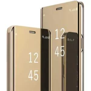 갤럭시 S26 호환 커버 케이스, 삼성 플립형 휴대폰 투명 미러 플립 커버, PU 가죽 소재, 킥스탠드 포함, 보