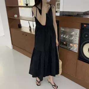 고품질 끈나시 슬리브리스 캉캉원피스 롱원피스 뷔스티에 (WFKEOK9)