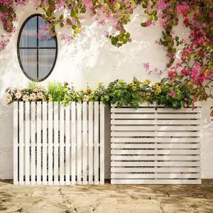 에어컨 실외기 커버 가리개 부식방지 원목 햇빛 덮개