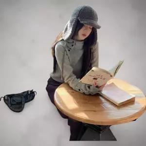 [하프클럽/]여성 골지 후드 니트티 루즈핏 버튼폴리스판