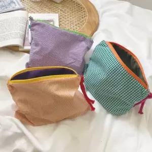 심플 체크 멀티 수납 파우치백 휴대용 화장품 파우치 WEC9093