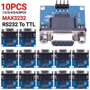 MAX3232 RS232 TTL 직렬 포트 컨버터 모듈 TX RX VCCGND 암 DB9 커넥터 3.3V-5.5V 플래시 보드 1-10 개