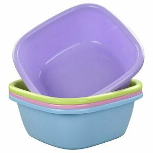 퐁퐁 12쿼트 플라스틱 사각 접시 팬 욕조 세척대, 4팩