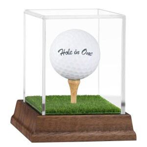 골프공 디스플레이 케이스 홀인원 홀더 완울트 우드 베이스 아크릴 스탠드 실물처럼 터프 티 기념품 쇼케이스 스퀘어 큐브 박스 골프 선물 장식