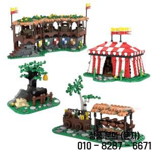 1882PCS MOC 크리 에이 티브 빌딩  중세 모델 사자 텐트 캠프 챔피언십 벽돌 DlY 조립 장난감 14세 이상 선