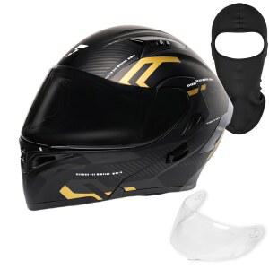 FIOEMI 모듈식 오토바이 헬멧 | 블랙 미디엄 라지 XL 추가 틴티드 바이저 + 스키 마스크 DOT 승인 풀페이스 플립 업 남녀용 듀얼