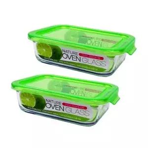 뉴오븐글라스 밀폐 직사각 오븐용기 1040ml 2개