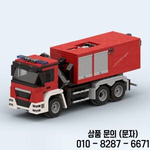 MOC 빌딩  파이어 후크 타입 리프팅 트럭 도시 차량 모델 벽돌 세트 조립 디스플레이 14세 이상 장난감 선