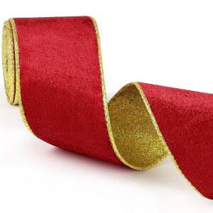 텐 웰 레드 벨벳 와이어 리본, 선물 포장 크리스마스 트리 장식 토퍼 보우 제작 웨딩 공예 화환, 2.5인치 x 10야드 공급