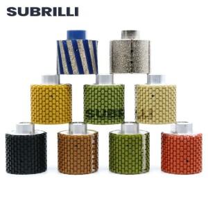 Subril-2 인치 다이아몬드 드럼 휠 화강암 석 싱크 홀 스톤 엣지 연마재 M14 5/8-11 스레드 폴리시 키트