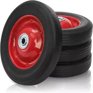 아크시오 4팩 솔리드 고무 타이어 볼 베어링이 있는 8인치 플랫 프리 핸드 트럭 교체용 휠 1/2인치 보어