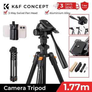K&F Concept 64inch/162cm 비디오 삼각대 용 경량 알루미늄 라이브 스트리밍 DSLR 카메라 폰 홀더 스탠드