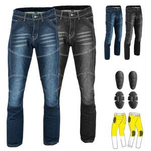 아라미드 섬유 강화 고관절 및 무릎 안전과 CE 탈착식 장갑을 착용한 모터사이클 데님 진 팬츠