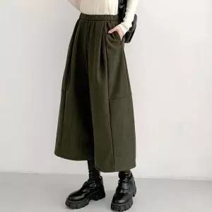 [하프클럽/]여성 와이드핏 9부 코듀로이 밍크기모 한파 통 바지