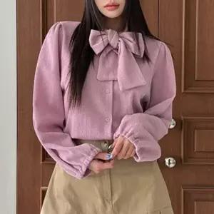 [하프클럽/셀러허브_여성트랜드패션]빅사이즈 512 머플니트리본블라우스 DLT