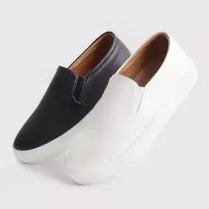 남성 밴딩 베이직 가죽슬립온 캐주얼 데일리 스니커즈