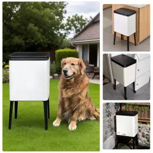 오르나토 개 똥 쓰레기통 외부 키가 큰 다리 4갤런 스테인리스강 뚜껑 포함 내부 버킷 및 유니버설 휠