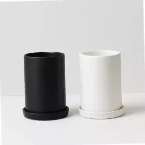 모던레시피 무광 도자기 화분 높은 원형 12x20cm