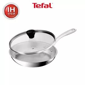 [1+1]인덕션 SS 퍼펙트 레지스트 프라이팬 24cm+레온 유리뚜껑24cm