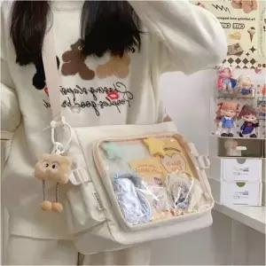 (색상 크림)사각 PVC가방 야구직관 덕질가방 투명크로스백